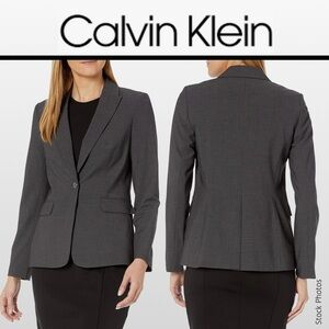 Calvin Klein One-Button Lux Blazer Charcoal Gray (6)